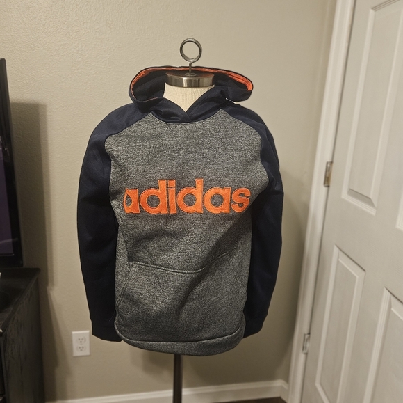 Boys Adidas Gray and Blue Sweatshirt with Classic Design - Picture 1 of 4